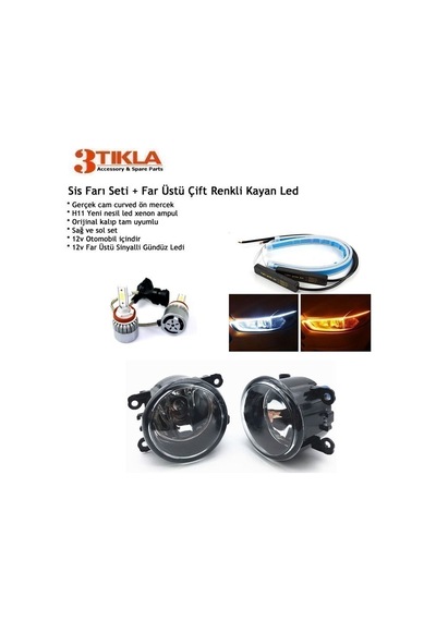 Ciroen C5 2001-2006 Led Xenon Sis Farı + Far Üstü Kayan Led Seti