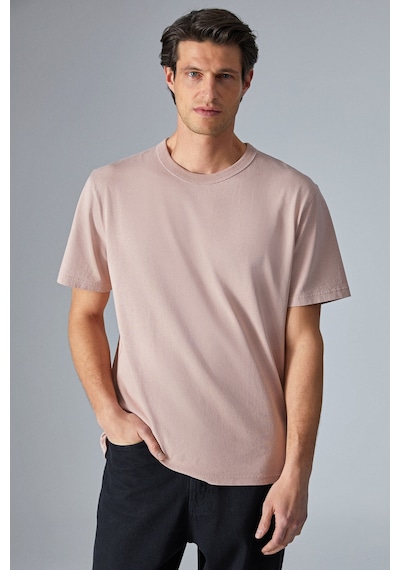 Grimelange Peltz Erkek Relaxed Bisiklet Yaka Kısa Kollu Gül Kurusu T-shirt Gül Kurusu