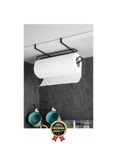 Özel Üretim Pratik Dayanıklı Dolap Kapağına Uyumlu Paslanmaz Metal Siyah Kağıt Havluluk Askı 28x13cm Diğer