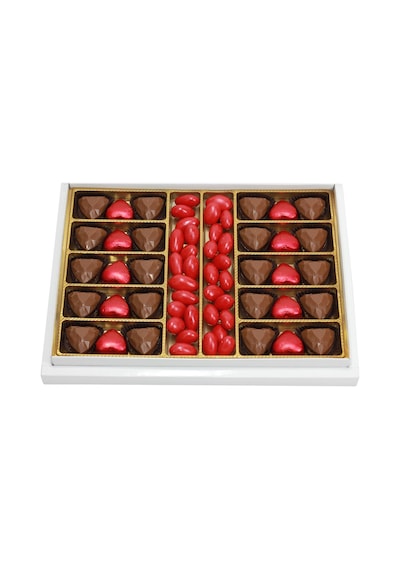 Vaveni Çikolata Kalpli Badem Drajeli Çikolata Kutusu 490 G
