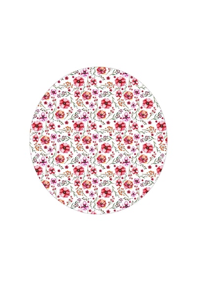 Yuvarlak Çiçek Desenli Duck Kumaş Masa Örtüsü 150x150 Cm 11
