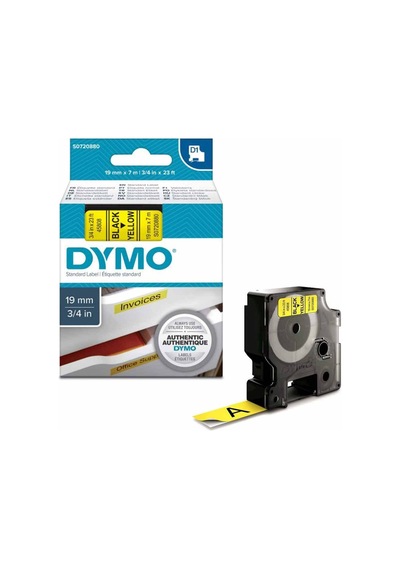 Dymo 45808 S0720880 D1 Sarı/Siyah Yedek Şerit 19 MM X 7 M