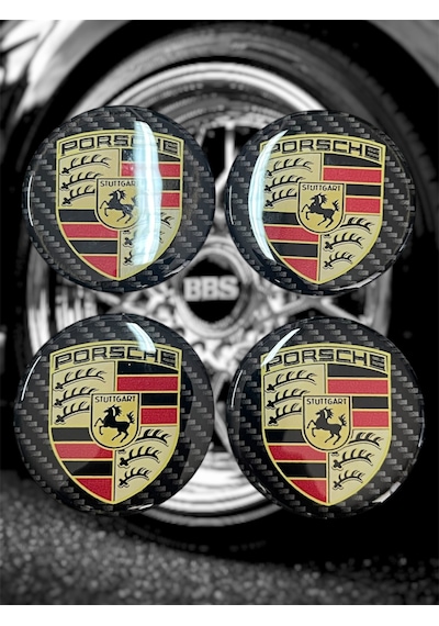 Porsche Jant Göbeği 4 Lü Oto Universal Jant Göbeği Damla Etiket 3d Jant Arması Damla Sticker Seti Çok Renkli