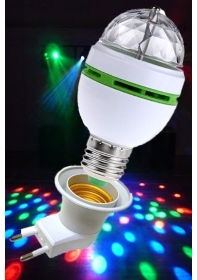 Disco Topu Renkli Led Döner Başlıklı Disko Topu Ampul Gece Lambası 3 Watt E27 Duylu + Fişli Duy Disco Topu Renkli Led Döner Başlıklı Disko Topu Ampul Gece Lambası 3 Watt E27 Duylu + Fişli Duy