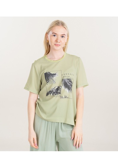 Only Onlnewflora S/s Art O-neck Top Box Jrs Kadın T-shirt 15343900 Yeşil
