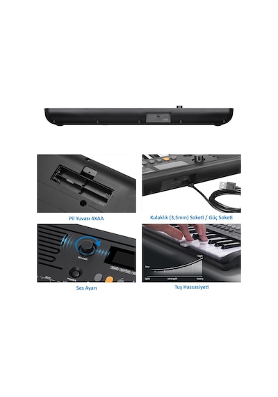 Jwin Sapphire Mk-1537 37 Tuşlu Org Adaptör Hediye -siyah