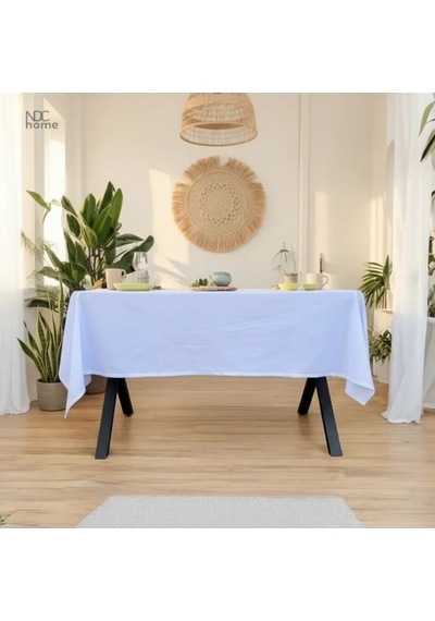 Premium Keten Beyaz Düz Masa Örtüsü