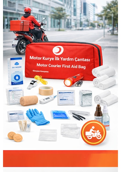 Motor Kurye Trafik İlk Yardım Çantası Tüvtürk Yönetmeliğine Uygun 50 Parça