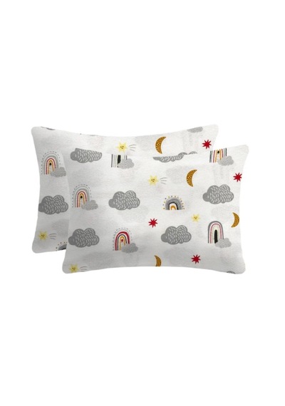 Flanel Pazen Fermuarlı Bebek Yastık Kılıfı 35x45 2 Adet Beyaz - Gri