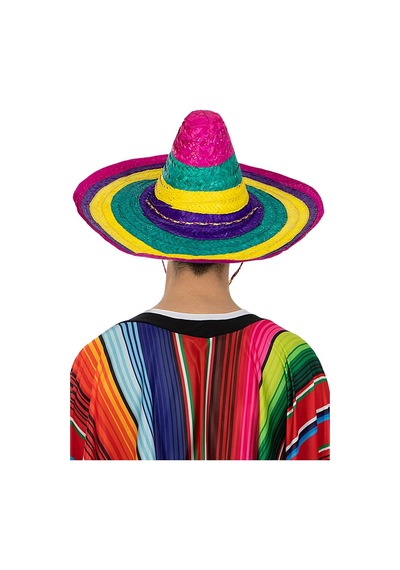 Sombrero Meksika Şapkası Renkli Örme Hasır Yetişkin Boy Çok Renkli