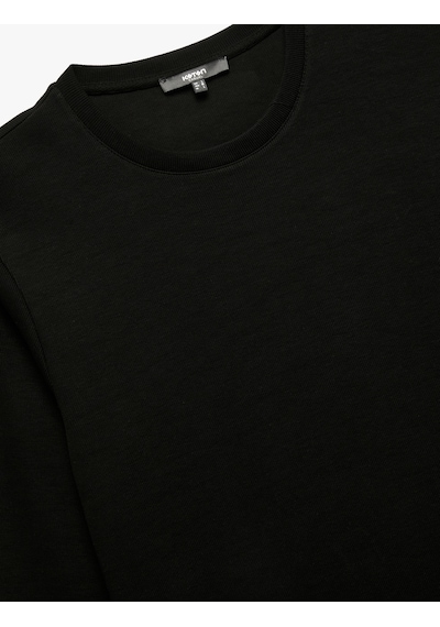 Koton Pamuklu Uzun Kollu Basic Bisiklet Yaka Sweatshirt Siyah 6wam70091mk Siyah