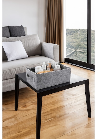 Yunusoğlu Home Dolap İçi Çamaşır Oyuncak Düzenleyici Keçe Saklama Kutusu Sepet Organizer 38x25x13 Cm Gri