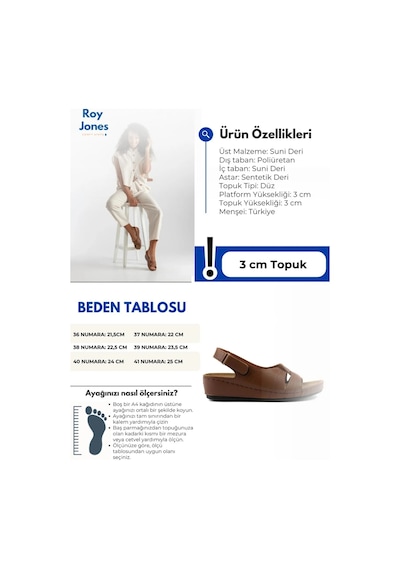 Roy Jones 1817 Ortopedik Cırtlı Topuklu Plaj Kadın Sandalet 167800000339 13 Taba Taba