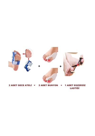 Halluks Valgus Gece Ateli + Silikon Bunyon Ve Egzersiz Lastiği