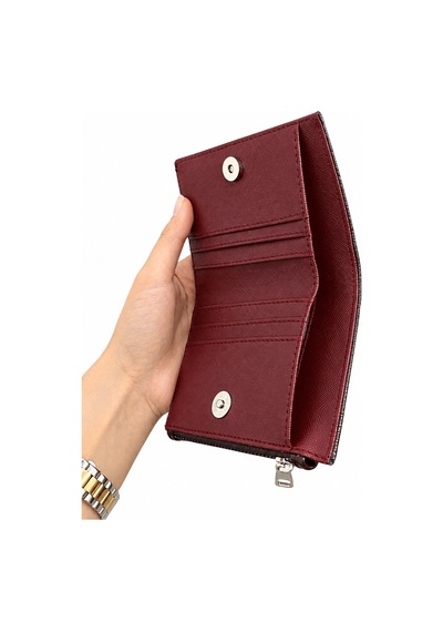 Sanmorris Unisex Fermuarlı Kartlık Çok Gözlü Kompakt Cüzdan S-2006 Kahve