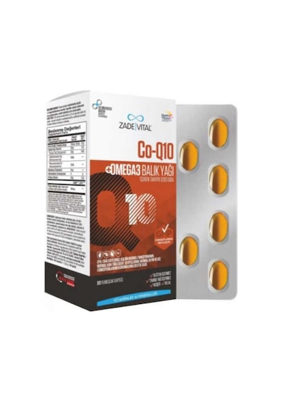 Zade Vital Co-Q10 Omega3 Balık Yağı İçeren Takviye Edici Gıda 30