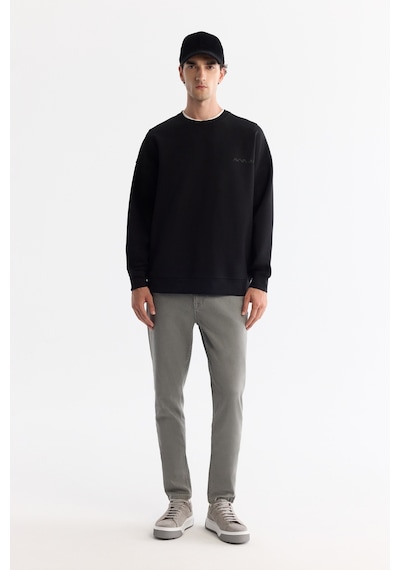 Avva Erkek Siyah Bisiklet Yaka Elastan Oversize Fit Sweatshirt A42y1248