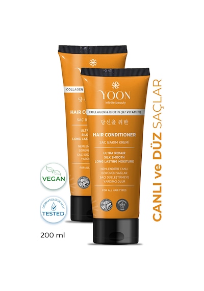 Yoon 2'li Kolajen & Biotin İçeren Besleyici ve Onarıcı Saç Bakım Kremi 2 x 200 ML