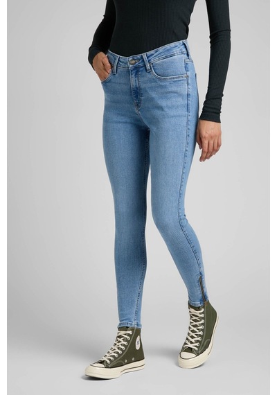Lee Skinny Fit Dar Kesim Yüksek Bel Çok Dar Paça Mavi Kadın Esnek Jean Denim Kot Pantolon L31BERPA Mavi