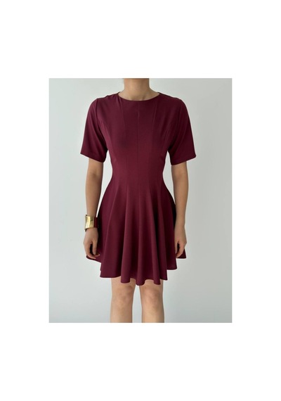 Butik İstanbul Crem Pliseli Elbise Bordo