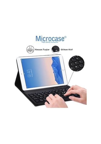 Apple Uyumlu iPad Air 2 Bluetooth Klavye Mouse + Standlı Kılıf - Bkk6