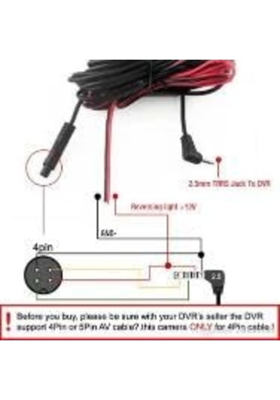 Pin 2.5 Mm Araç Geri Görüş Kamera Kablosu 5 Metre 4 Pin Kamera Kablosu