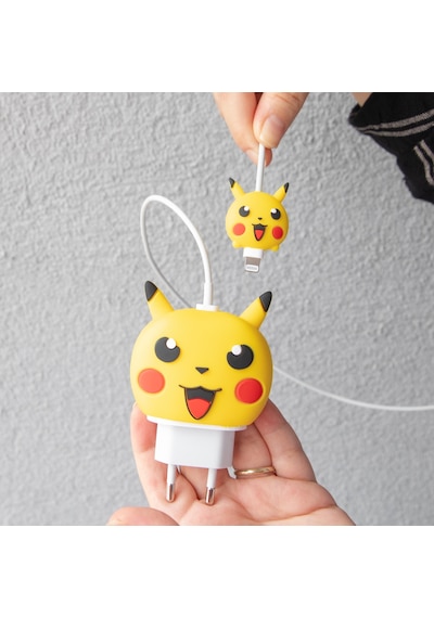 Pikaçu Pokemon Şarj Koruyucu Başlığı Ve Kablo Koruyucu Set -2506