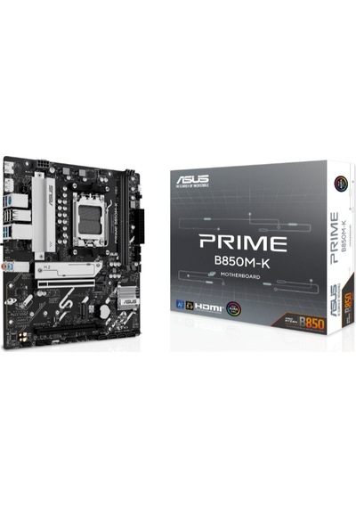 Asus Prıme B850m-k Ddr5 8400mhz 1xhdmı 1xdp 2xm.2 Usb2.0 Matx Am5 Amd Am5 9000/8000/7000 Serileri İle Uyumlu