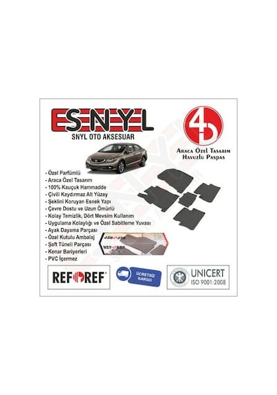 Honda Civic Sdn Fb7 Refref 4D Paspas ve 3D Bagaj Havuzu 2012 2015