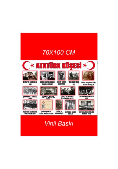 Atatürk Köşesi Posteri - 70x100 Cm Vinil Atatürk'ün Hayatı Afişi