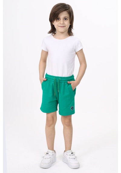 Toontoy Kids Toontoy Erkek Çocuk Baskılı Beli Lastikli Cepli Basic Şort Koyu Yeşil