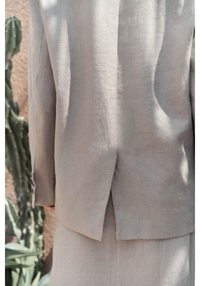 Mai Studios Co. Brenna Füme Keten Blazer Füme