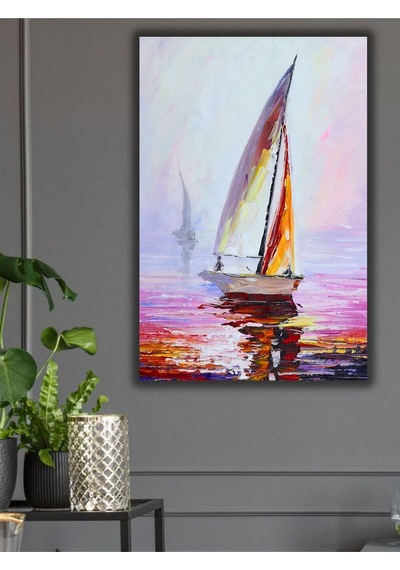 Yağlı Boya Tablo %100 El Yapımı 65cmx90cm Yelken Deniz