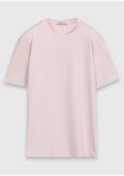 Ramsey Açık Pembe Düz Bisiklet Yaka %100 Pamuk T-shirt