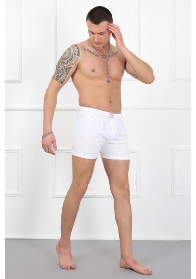Akbeniz Erkek Penye Boxer 40040-Beyaz