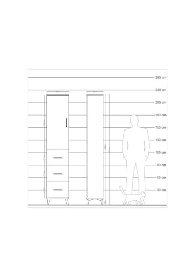 Arges Dolap 2 Raflı 3 Çekmeceli Tek Askılı 44x30x221 Aytaşı-a... Aytaşı