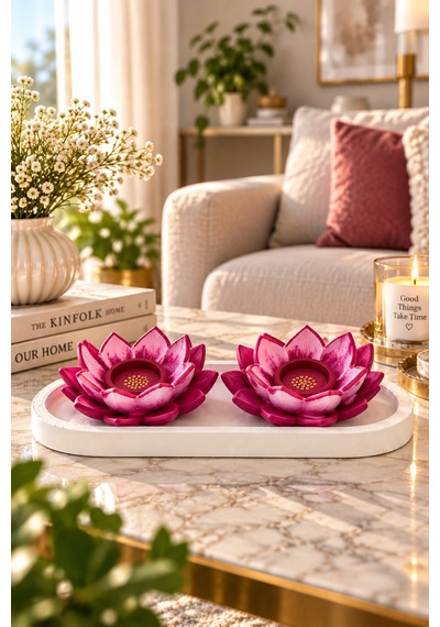 Lotus Harmonisi 2limumluk Tabaklı Set Pembe