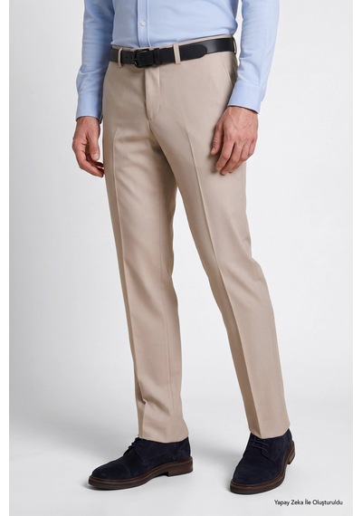 Ac&Co / Altınyıldız Classics Erkek Bej Slim Fit Dar Kesim Klasik Yan Cep Pantolon