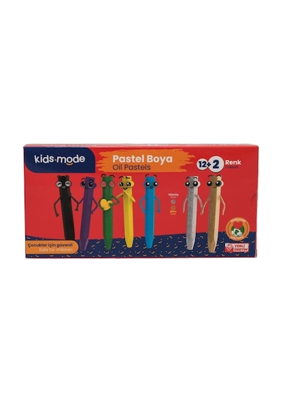 Kidsmode Altıgen 12+2 Renk Pastel Boya Çok Renkli