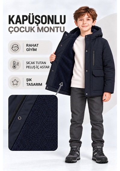 Ahengim Erkek Çocuk Kapüşonlu Kışlık Sıcak Tutan Fermuarlı Ve Cepli Kalın Mont Ak4313 Lacivert Ahengim Erkek Çocuk Kapüşonlu Kışlık Sıcak Tutan Fermuarlı Ve Cepli Kalın Mont Ak4313 Lacivert