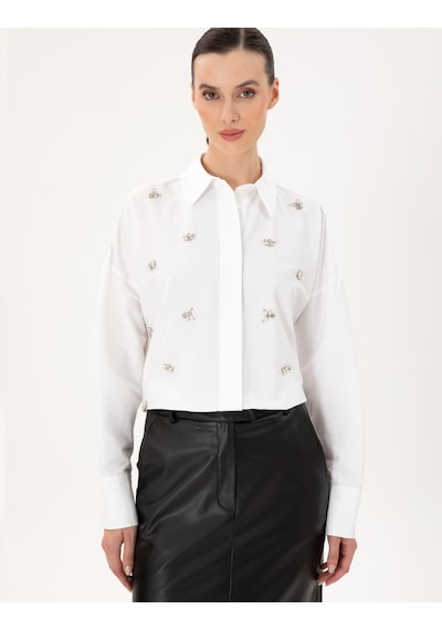 Pierre Cardin Kadın Beyaz Gömlek Desenli 50292277-vr013