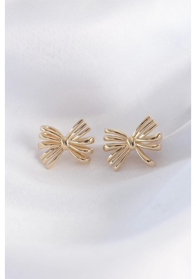 Pirinç Gold Renk Fiyonk Küpe Renkli 47493964