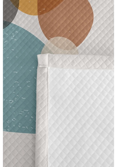 Geometrik Mavi Modern Genç Odası Tek Kişilik Pike Takımı-hardal Gri 160x220 Cm Kapitone Yatak Örtüsü Bordo