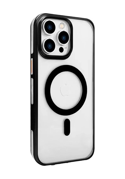 Joko Apple iPhone Uyumlu  15 Pro Uyumlu Gleam Pc Sert Magsafe Kılıf - Şeffaf-siyah