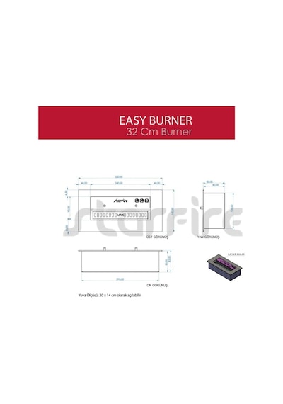 Copart 32 Cm Easy Burner Bacasız Şömine
