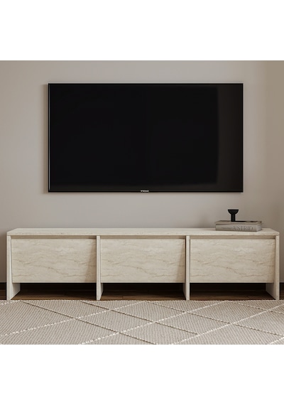 Laris 160 Cm 3 Kapaklı Tasarım Tv Sehpası Traverten