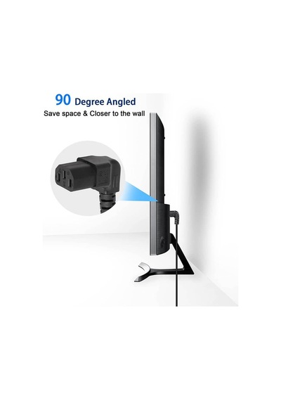 Koodmax 2 Adet C13 Power Kablo - Elektrik Güç Kablosu 90 Derece Dirsek L Tip - Dik Açılı - 1.8 Mt