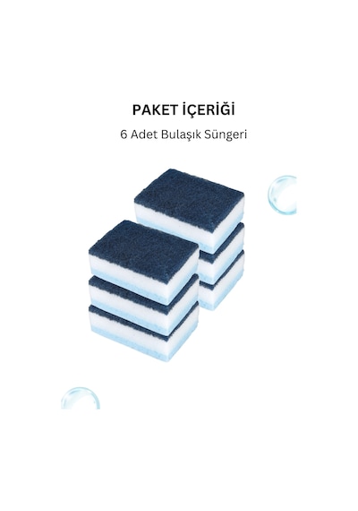 Grimorlife 6 Adet Özel Dokulu Düz Bulaşık Süngeri Özel Dokulu, Dayanıklı Mutfak Süngeri Seti