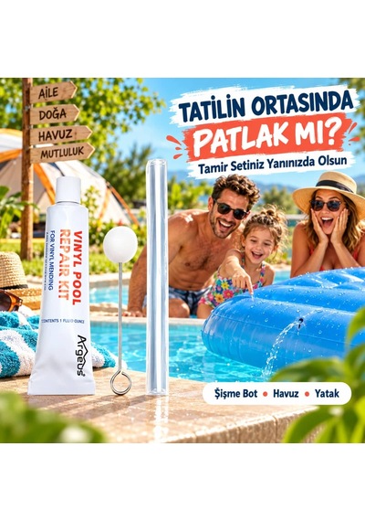 Argeus Şişme Bot Havuz Ve Yatak Tamir Kiti 20x10 Cm Yama 10 G Yapıştırıcı