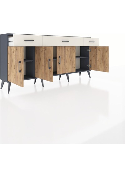 Arges Konsol 3 Raflı 3 Çekmeceli 4 Kapaklı 176x30x83 Antrasit-çam/aytaşı Çam/aytaşı Arges Konsol 3 Raflı 3 Çekmeceli 4 Kapaklı 176x30x83 Antrasit-çam/aytaşı Çam/aytaşı